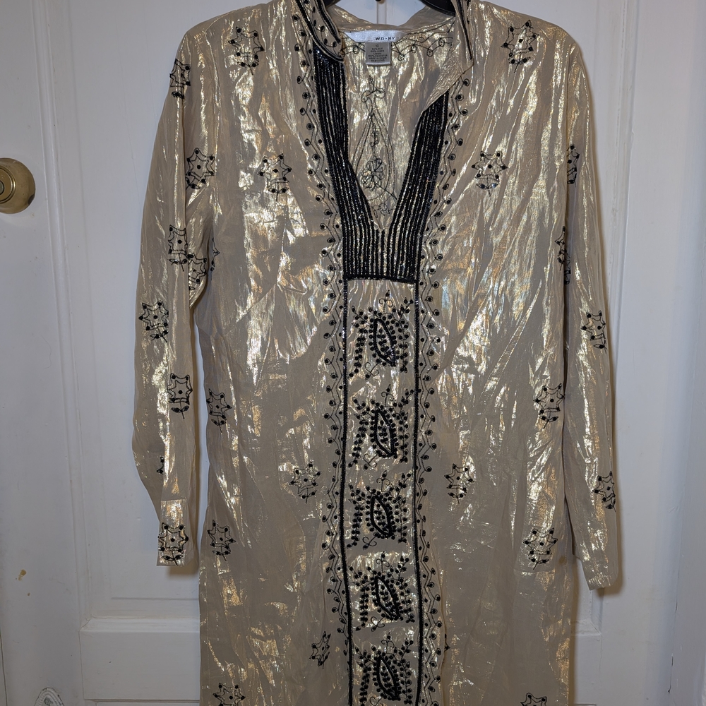 Metallic Gold and Black Embroidered Tunic